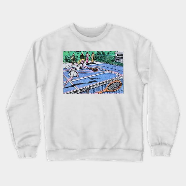 Comic woman smashing tennis ball Crewneck Sweatshirt by Comic Dzyns